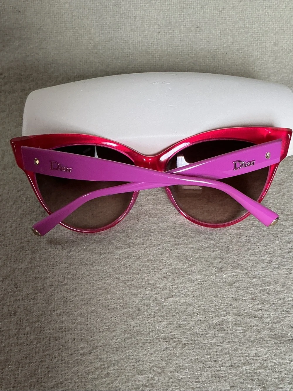 Dior Red Front Sunglasses with Purple Temples